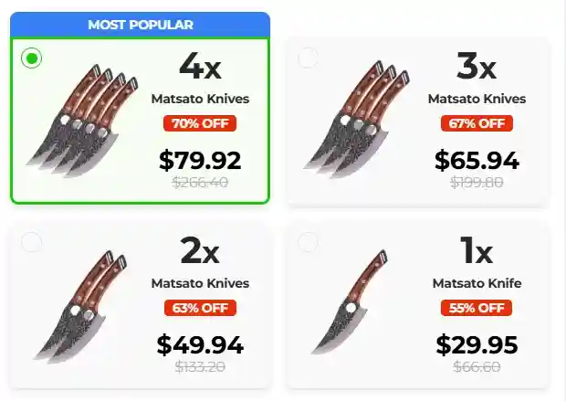 Matsato Knife Pricing — Package Options Available